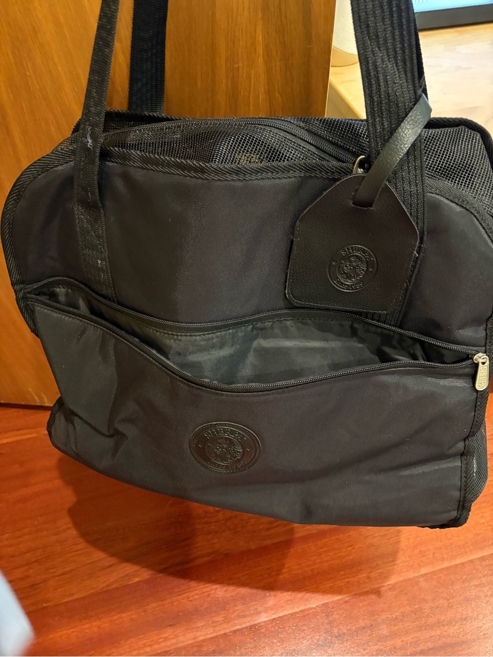 Black Pet Carrier Tote Bag with Front Pocket